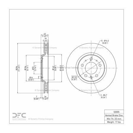 Dynamic Friction Co Disc Brake Rotor - 600-53005 600-53005